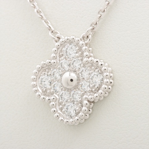 Van Cleef & Arpels Vintage Alhambra diamond Necklace 750(WG) AB rank