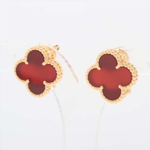 Van Cleef & Arpels Vintage Alhambra Carnelian Piercing jewelry 750(YG) AB rank