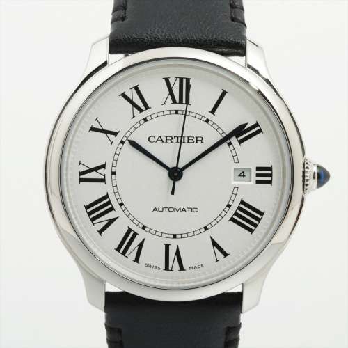 Cartier Rondo Must Doo Cartier WSRN0032 SS & leather AT Silver-Face A rank