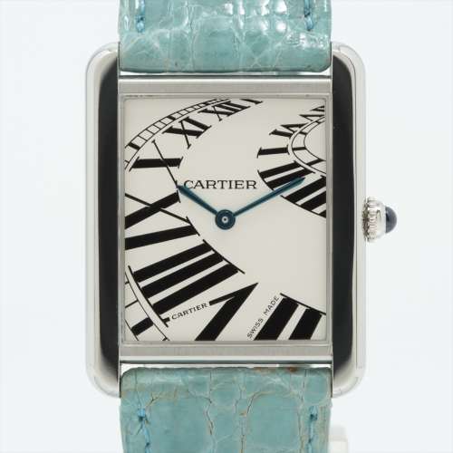 Cartier Tank Solo LM W5200017 SS & leather QZ Silver-Face AB rank