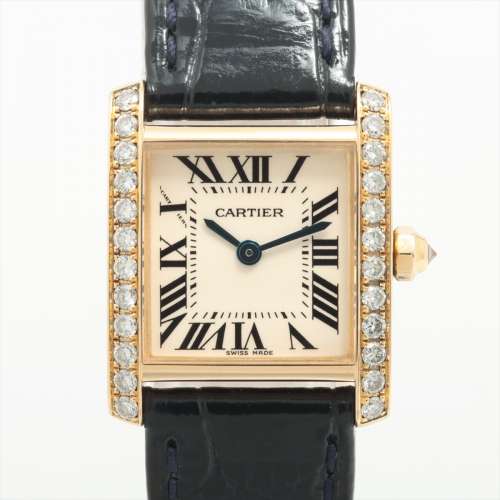 Cartier Tank Francaise SM WE100151 YG & leather QZ White-Face AB rank