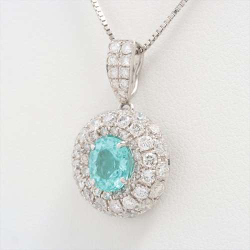 Paraiba tourmaline diamond Necklace Pt900×Pt850 B rank