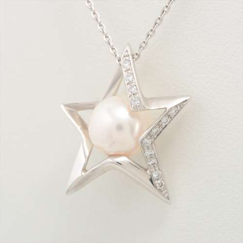 bijoux en forme d'étoile Perl Diamants colliers K18(WG) Environ 7,5 mm Rang AB
