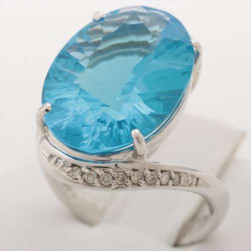 Blue topaz diamond rings K18WG B rank