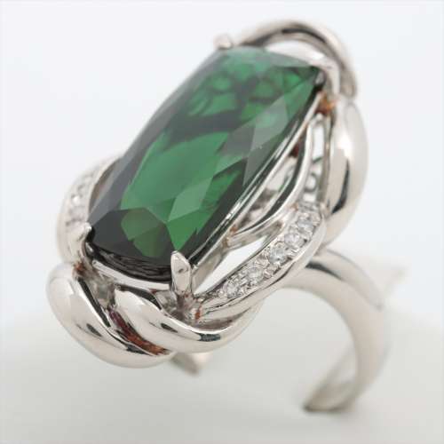 Green tourmaline diamond rings Pt900 B rank