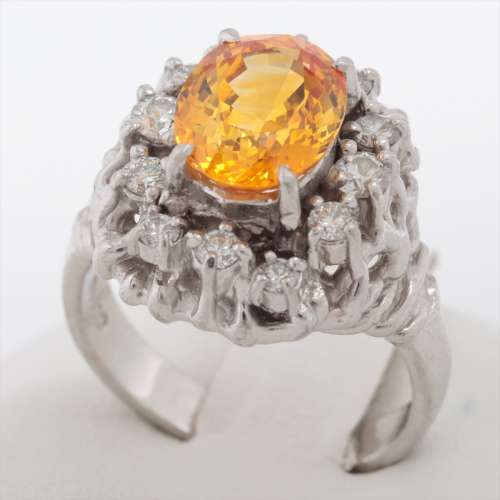 Yellow sapphire diamond rings Pt900 B rank