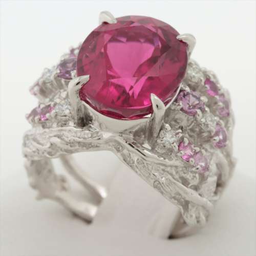 Tourmaline Sapphire diamond rings Pt900 B rank