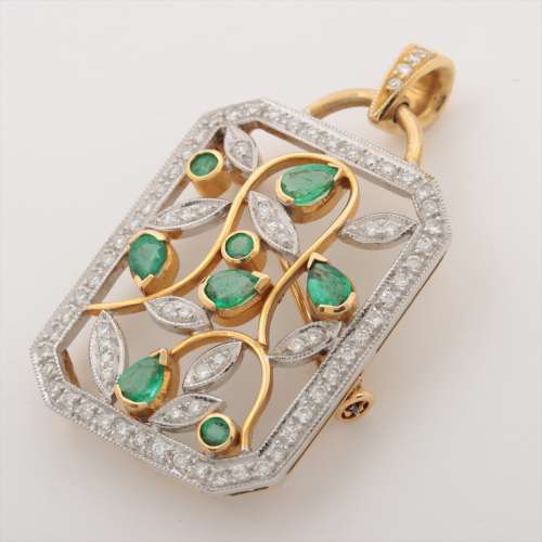 Emerald diamond Necklace top K18×18K B rank