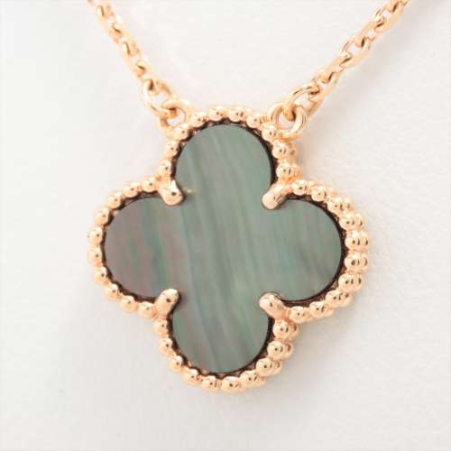 Van Cleef & Arpels Vintage Alhambra Gray shell Necklace 750(PG) AB rank
