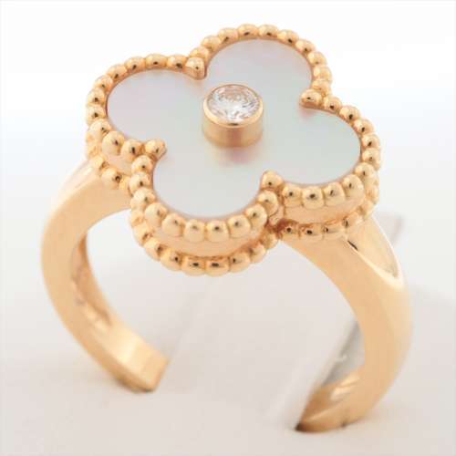 Van Cleef & Arpels Vintage Alhambra shells diamond rings 750(YG) 49 AB rank