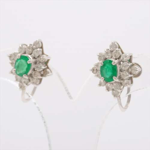 Emerald diamond Earings Pt900 B rank