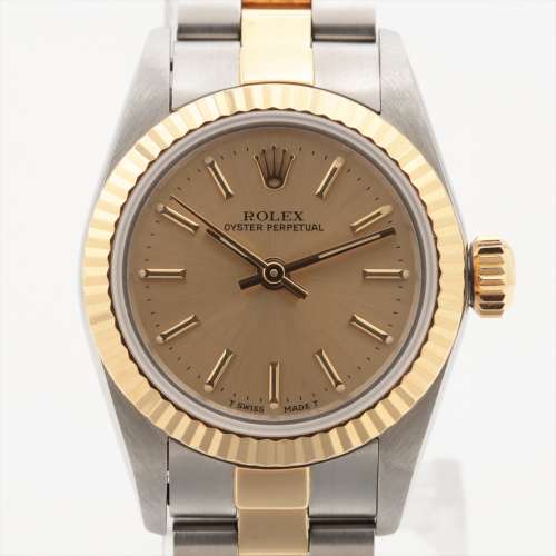 Rolex OYSTER PERPETUAL 67193 SS×YG AT cadran champagne Rang AB