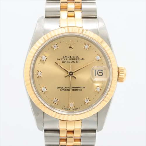 Rolex Date juste 68273G SS×YG AT cadran champagne Rang AB