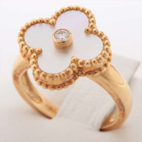 Van Cleef & Arpels Vintage Alhambra shells diamond rings 750(YG) AB rank
