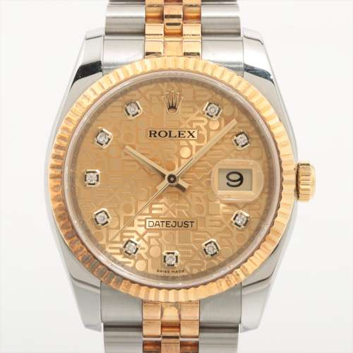 Rolex Date juste 116233G SS×YG AT Cadran Horicon en champagne Rang AB