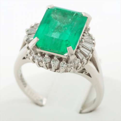 Emerald diamond rings Pt900 B rank