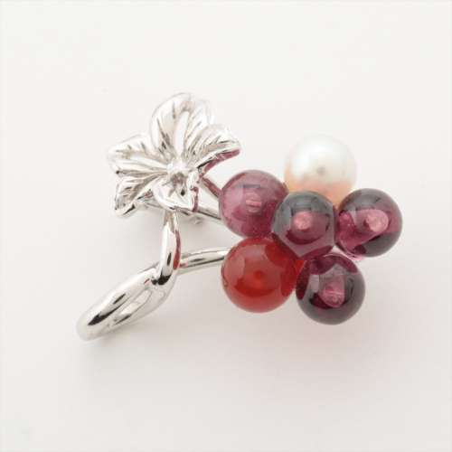 Mikimoto Pearl Colored stone Brooch K18(WG)×SV Approx. 4.0mm AB rank
