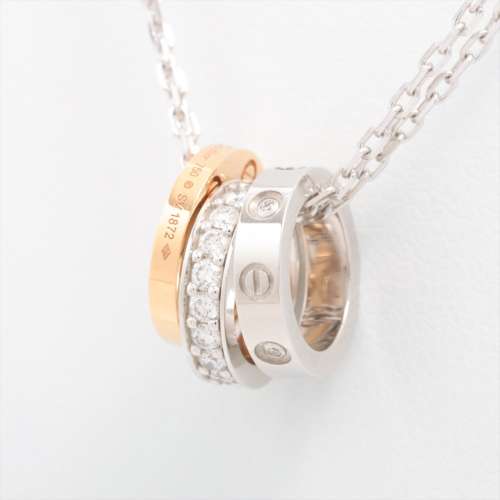 Cartier aimer trois cerceaux Diamants colliers 750(PG×WG) Rang AB