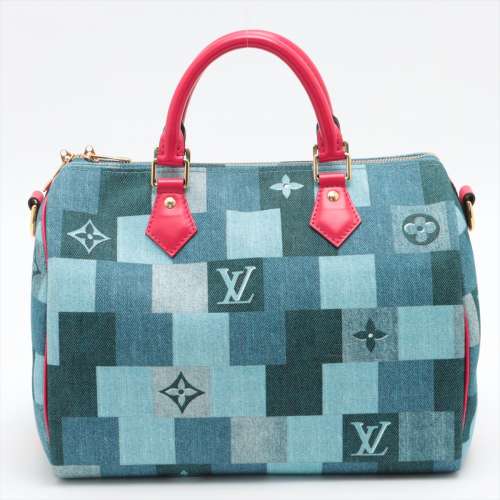 Vuitton patchwork en jean monogrammé Speedy Bandouriere 30 M45041 Un rang