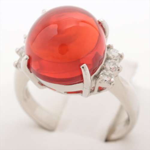 Fire opal diamond rings Pt900 B rank