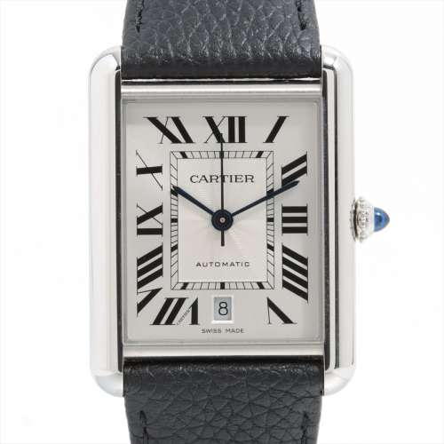 Cartier Must Tank WSTA0040 SS & leather AT Silver-Face A rank