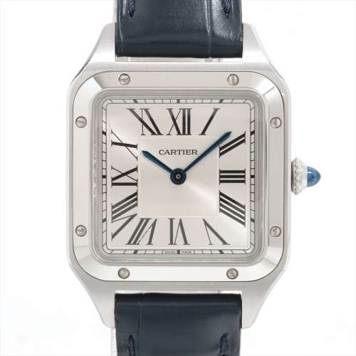 Cartier Santos Dumont WSSA0023 SS & leather QZ Silver-Face AB rank