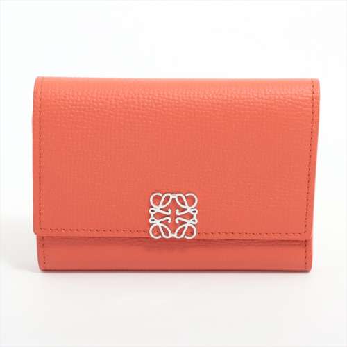 Loewe anagramme petit portefeuille vertical cuir portefeuille compact oranges Rang AB