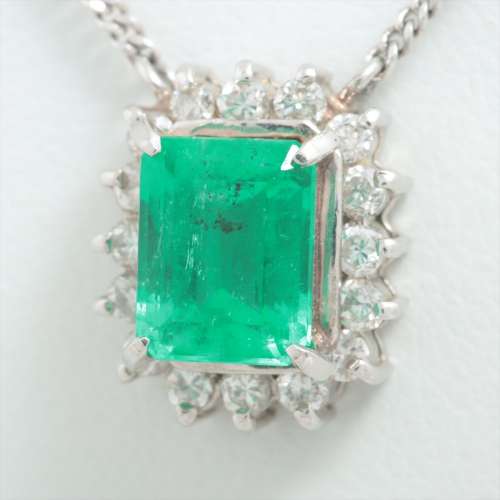 Emerald diamond Necklace Pt900×Pt850 B rank