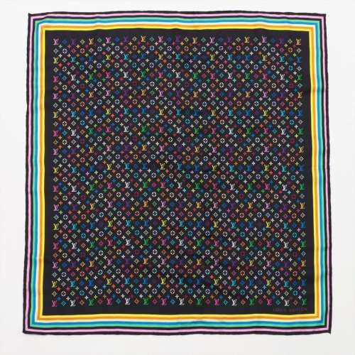 Vuitton monogramme multicolore 402336 soies foulards multicolore noir Rang AB