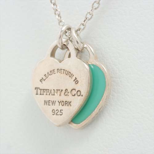 Tiffany Retourner chez Tiffany mini étiquette à double cœur 925 colliers Argent Rang AB
