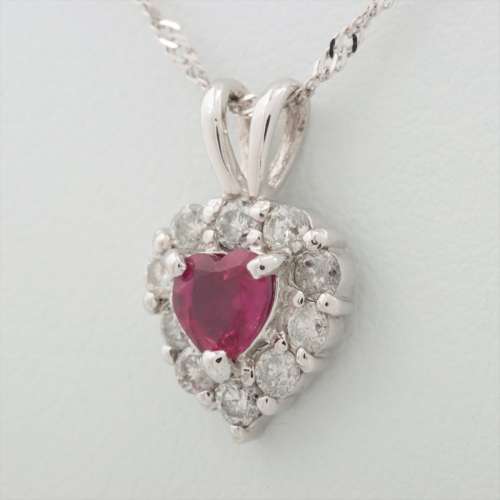 Ruby diamond Necklace K18WG×750 B rank