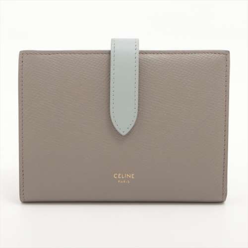 Céline portefeuille à bretelles de taille moyenne cuir portefeuille compact gris Rang AB