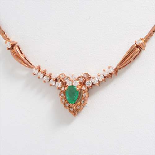 Emerald diamond Necklace K18 B rank