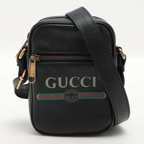Gucci impression du logo cuir sac à bandoulière noir Rang AB