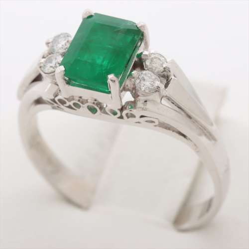 Emerald diamond rings 18KWG B rank