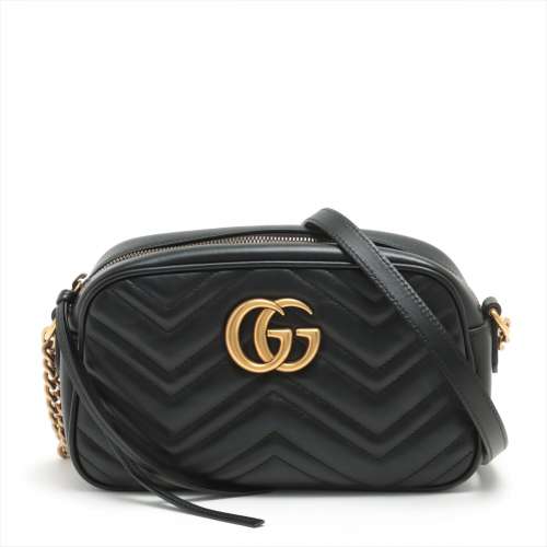 Gucci G.G. Marmont cuir sac à bandoulière en chaîne noir Rang AB