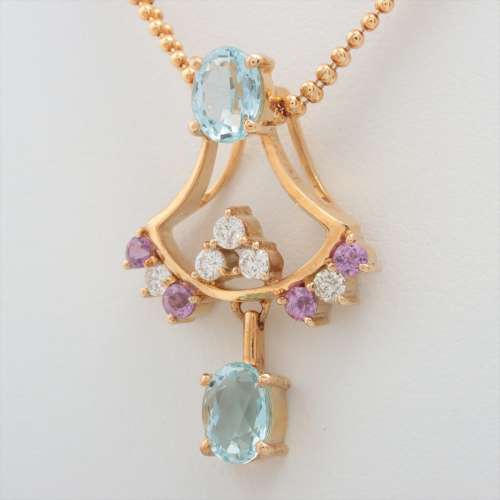 Aigue-marine saphirs Diamants colliers K18 Rang B