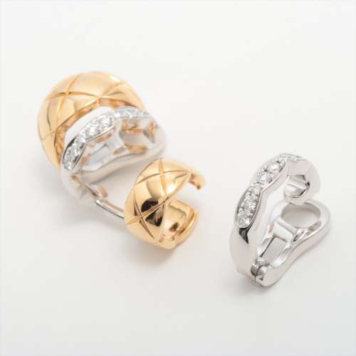 Chanel Koko s'écraser Diamants boucle d'oreille 750(YG×WG) Rang AB