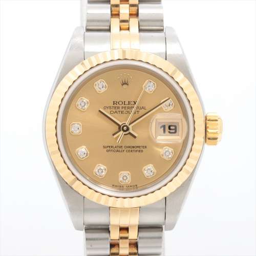 Rolex Date juste 79173G SS×YG AT cadran champagne Rang AB
