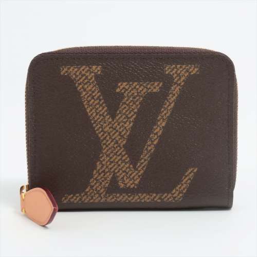 Vuitton Monogramme géants pièce zippy Perth M69354 porte-monnaie noir x marron Rang AB