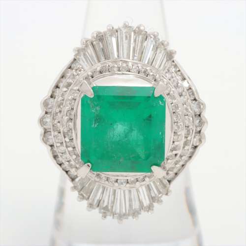 Emerald diamond rings Pt900 B rank