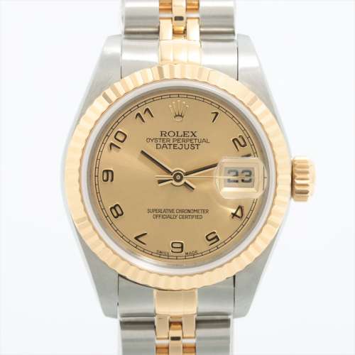 Rolex Date juste 79173 SS×YG AT cadran champagne Un rang