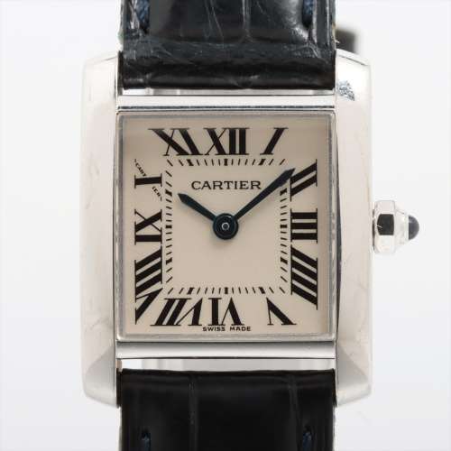 Cartier Tank Francaise W5001256 WG & leather QZ Ivory-Face AB rank