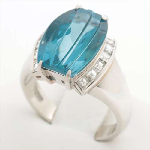 Blue topaz diamond diamond rings Pt900 B rank