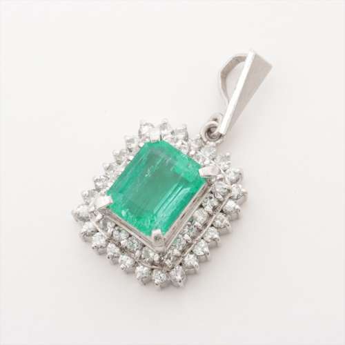 Emerald diamond Necklace top Pt900 B rank