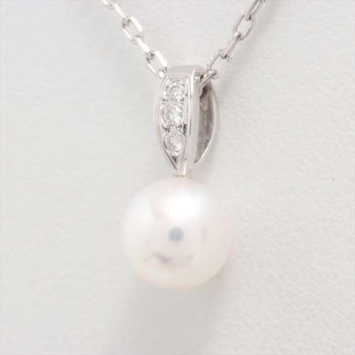 Mikimoto Perl Diamants colliers K18(WG) Environ 7,0 mm Rang AB