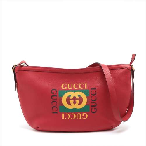 Gucci impression du logo demi-lune cuir sac à bandoulière rouge Rang AB