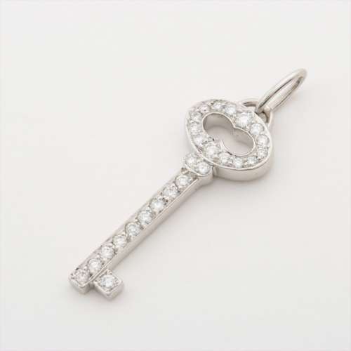 Tiffany Mini Vintage Oval Key diamond Necklace top Pt950 AB rank