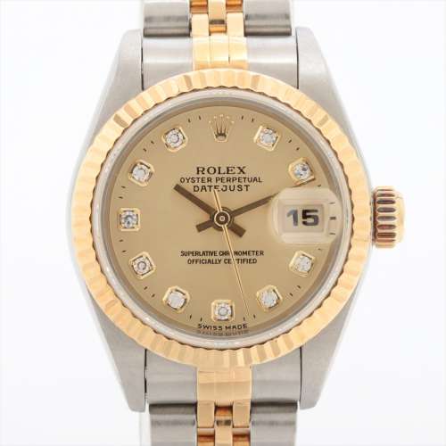 Rolex Date juste 69173G SS×YG AT cadran champagne Rang AB