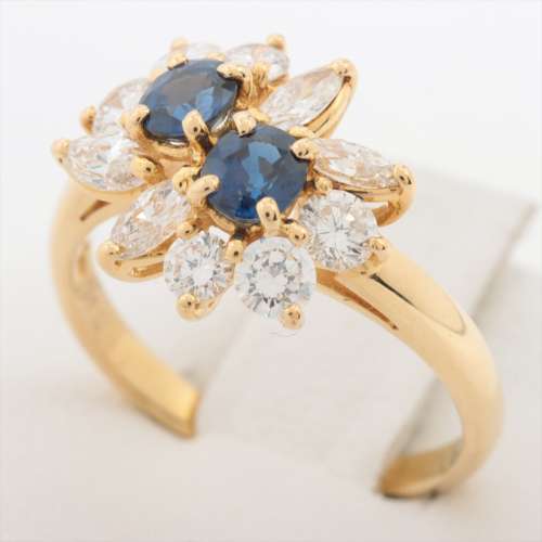 Queen Sapphire diamond rings 750(YG) AB rank